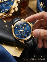 OLEVS Men’s Leather Strap Watch